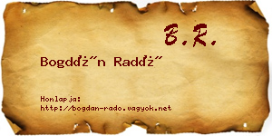 Bogdán Radó névjegykártya